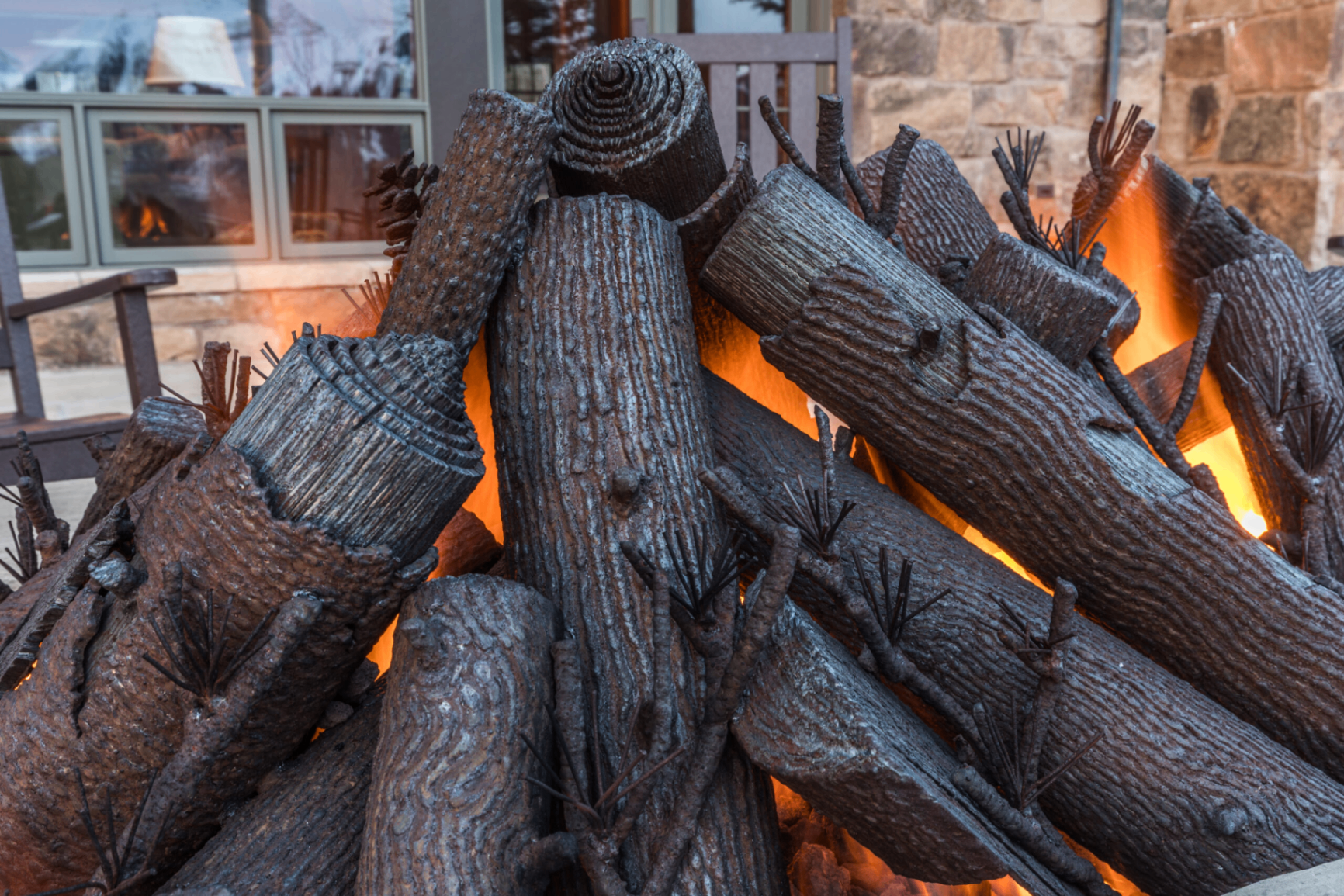 Steel Log Steel Log Sculptures for Existing Fire Pits | Colorado Custom Fire Pits